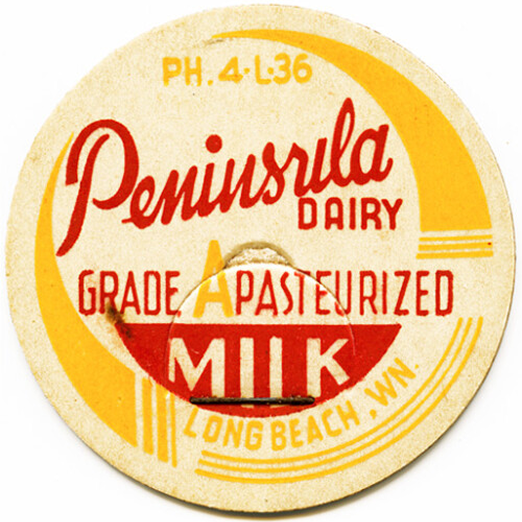 Image of vintage milk cap from Peninsula Dairy